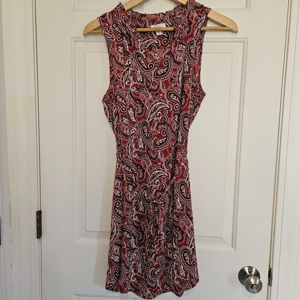 Market & Spruce Stitch Fix Red Jeanie Ruffle Detail Paisley Dress Women's SP